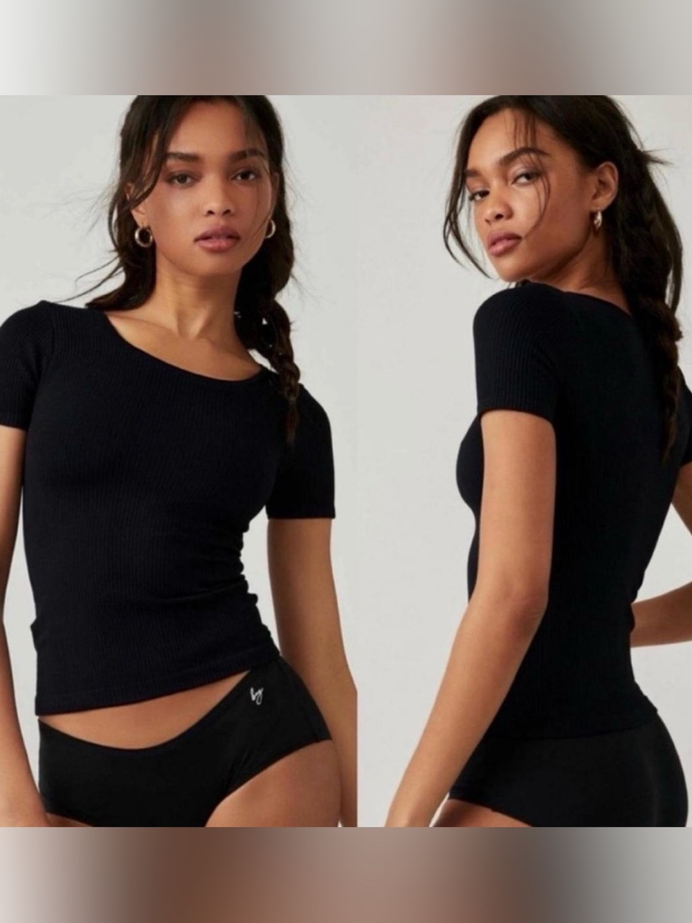 Free People Intimately XYZ Recycled Baby Tee Black XL